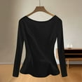 thumbnail image 5 of Women's Long Sleeve Round Neck Loose Fit Top Blouse T-Shirt Solid Color Casual Daily Wear Business Office Work Fashion Essential Gift for Women | Sopatenor,Black XL, 5 of 9