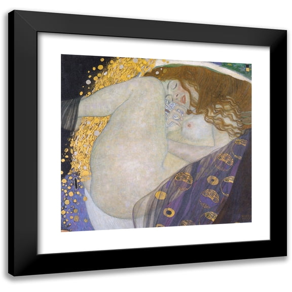 Gustav Klimt 13x12 Black Modern Framed Museum Art Print Titled - Danae (1907)