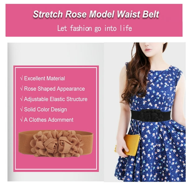 Women s Belt Clothing Decor Accessory Stylish Wide Dress Straps Simple Solid Color Rose Shaped Girl Belts for Decoration Light tan