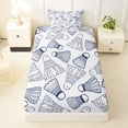 thumbnail image 3 of Castle Fairy Badminton Sport Twin Sheets 3pcs, Ball Game Bedding, White Navy,1 Fitted Sheet, 1 Flat Sheet and 1 Pillowcase, 3 of 6