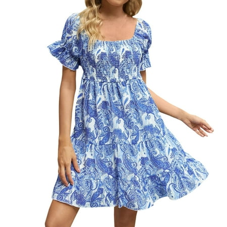 

KI-8jcuD Long Dresses for Women Womens Fashion Casual Dresses Square Neck Puff Sleeve Smocked Chest Off Shoulder Mini Dress Maternity Surplice Dress Halter Neck Maxi Dress Dress Woman V Neck Short D