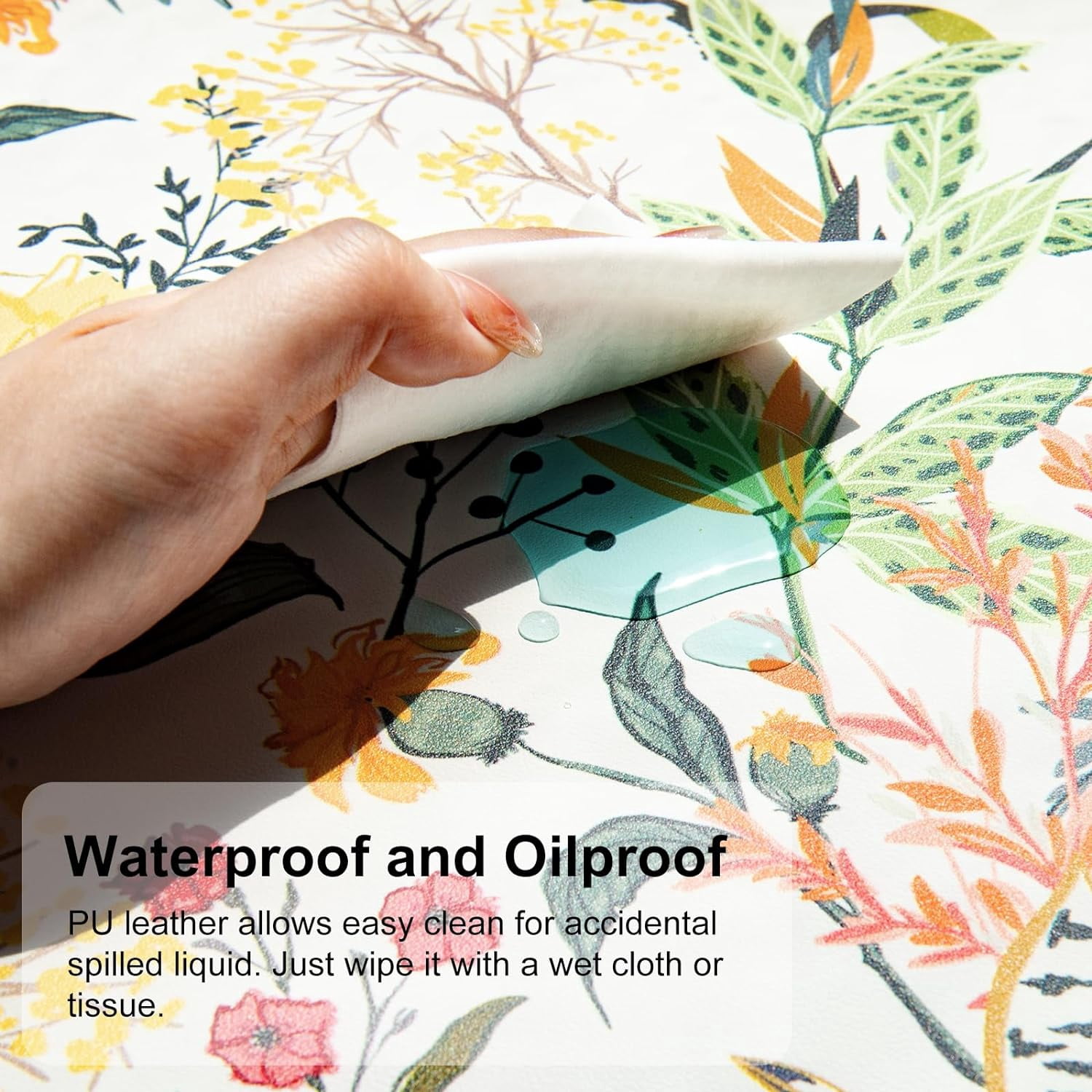 Large Mouse Pad for Desk, Cute Desk Mat for Desktop, Women Girls Floral Office Décor Desk Accessories, PU Leather Waterproof Big Gaming Mousepad, Flowers Desk Pad Computer Mat, 31.5" x 15.7"
