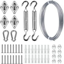 Sun Shade Hardware Kit for Rectangle and Square Sun Shade Sails Installation,5 inch Heavy Duty Anti-Rust Sail Shade Hardware Kit with 50 ft Cable Wire Ropes