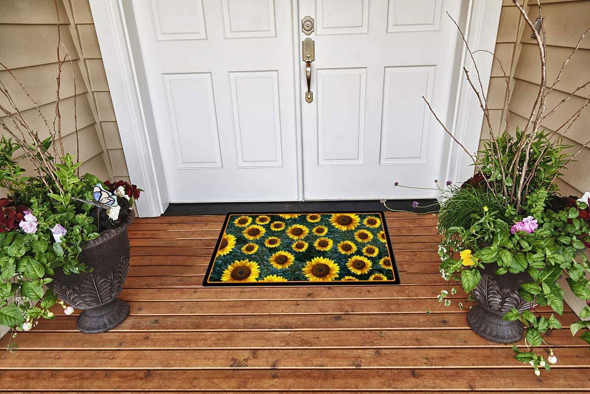 Morning View Doormat Outdoor Entrance Front Door Mats Indoor Welcome Mats Outdoor Entryway Doormat Sunflower Mat Rubber Door Mats Decorative Mat Door Mat Indoor Entrance 29×17 Inch(Sunflower Sea)