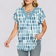 thumbnail image 5 of Maqroz Short Sleeve Shirts for Women Print Spring Summer Tops 2026 V Neck Criss Cross Tees Casual Blouses Fashion Outfits Clothes Blue S, 5 of 8