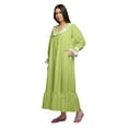 thumbnail image 2 of Moomaya Robe de Nuit Maxi pour Femmes en Coton à Col en V Imprimé avec Bordure Volantée, 2 of 5