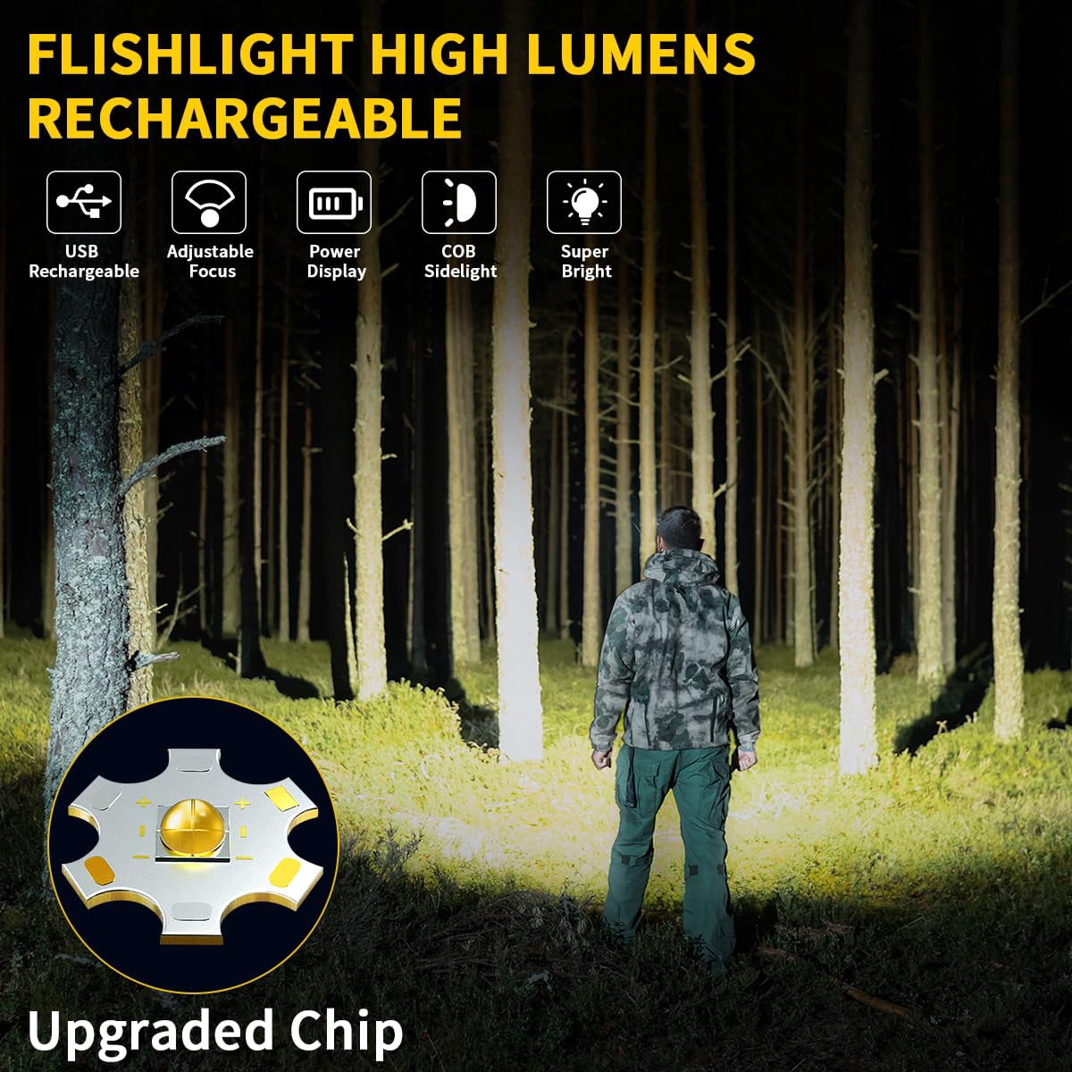 4pack Rechargeable High Lumens LED Flashlight for Home Emergency Camping Outdoor Use