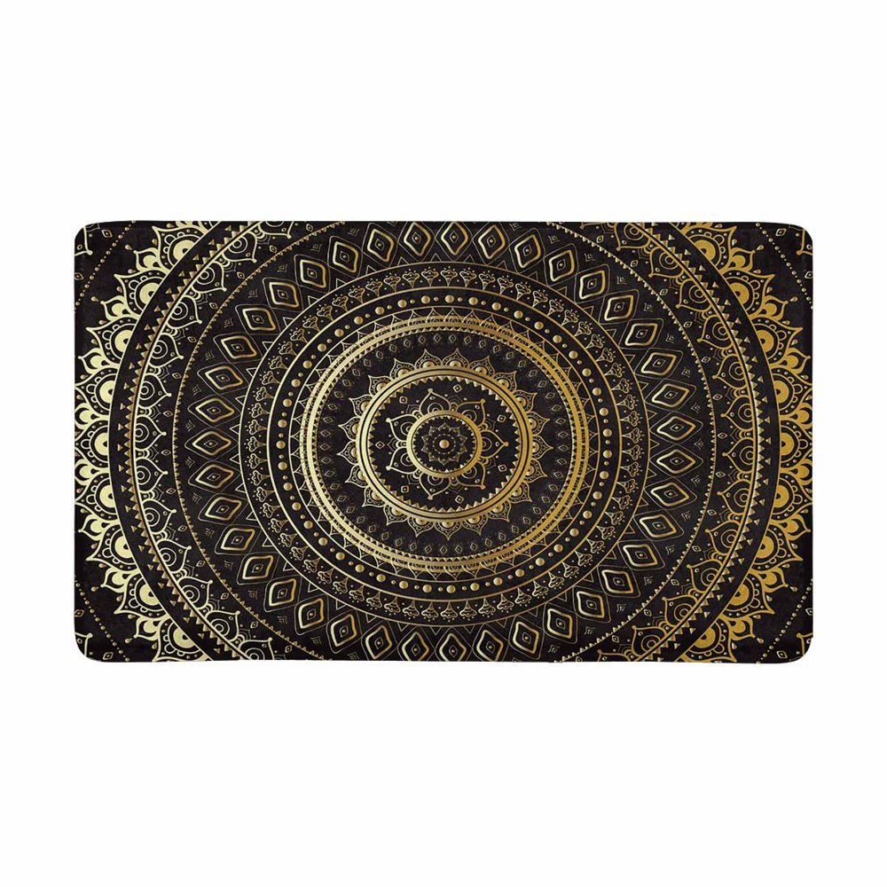 MKHERT Vintage Mandala Gold and Black Decorative Pattern Doormat Rug Home Decor Floor Mat Bath