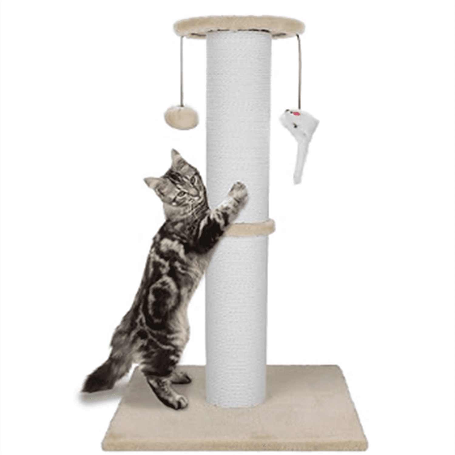 Cat Scratching Post 34 Inches Heavy Duty and Thicker Cat Scratching Post Sisal Rope with Hanging Ball and Mice Scratching Post for Indoor Cats and Adult(Beige)