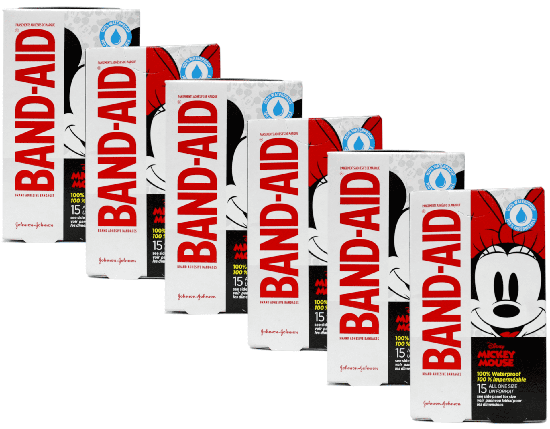 Band-Aid Brand Bandages for Kids, Disney Mickey, All One Size, 15 ct (Pack of 6)