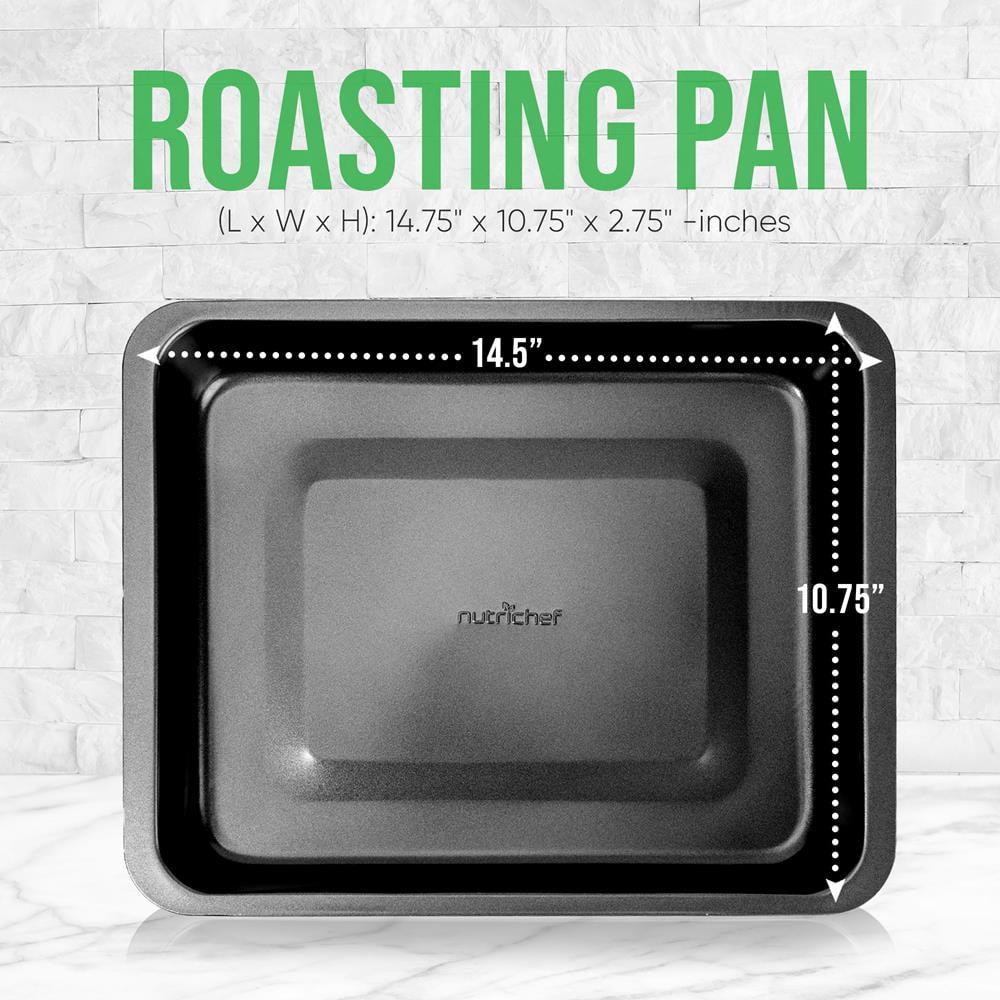 NutriChef 10” Non-Stick Loaf Baking Pan, Deluxe Gray Carbon Steel Pan, One Size, Black