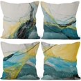 thumbnail image 1 of LAICAIW Marble Texture Throw Pillow Covers, Blue and Yellow Marble Decorative Sofa Pillow Covers Square Linen Couch Pillow Cases for Home Decor Set of 4, 18x18 Inch (No Insert Included), 1 of 3