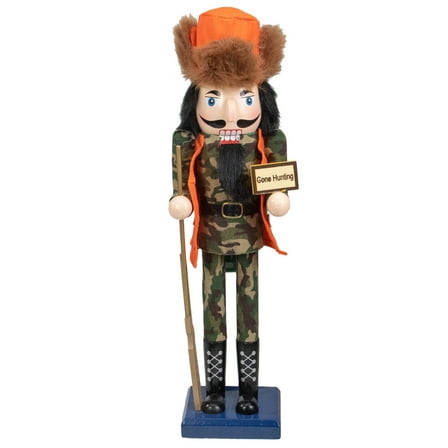 Northlight 15" Orange and Green "Gone Hunting" Christmas Nutcracker in Camouflage