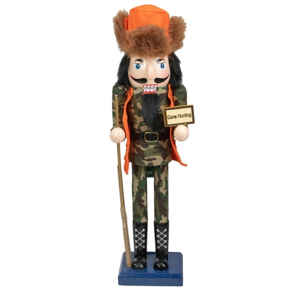 Northlight 15" Orange and Green "Gone Hunting" Christmas Nutcracker in Camouflage