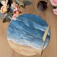 thumbnail image 3 of Navy Blue Coastal Beach Round 13 Inch Placemats Set of 4, Summer Nautical Ocean Beige Seaside HeatResistant Non Slip Place Mats for Dining Table, Wipeable Braided Kitchen Table Mats for Housewarming, 3 of 9