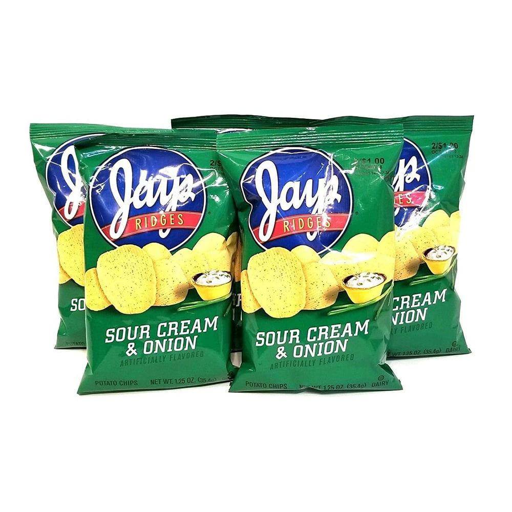 JAY'S Sour Cream & Onion Ridges Potato Chips 5 Pack 1.25 oz bags