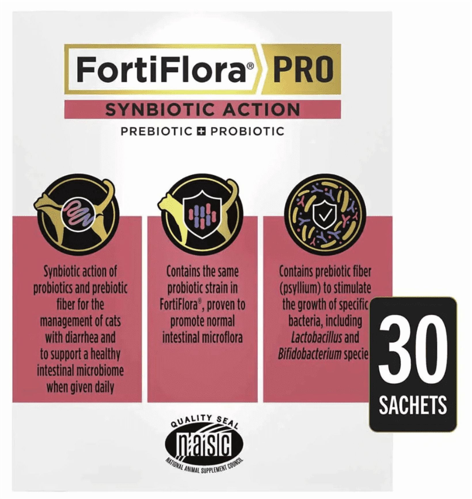 Purina Pro Plan Veterinary Supplements FortiFlora PRO Synbiotic Action Powder Supplement for Cats, 1 box (30 sachets)