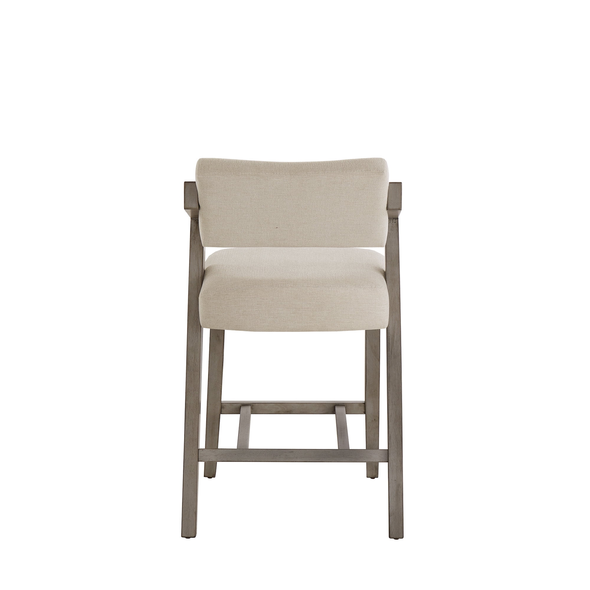 Weston Home Billings Wood Finish Counter Height Chair with Ivory Linen Seat, Aged Gray