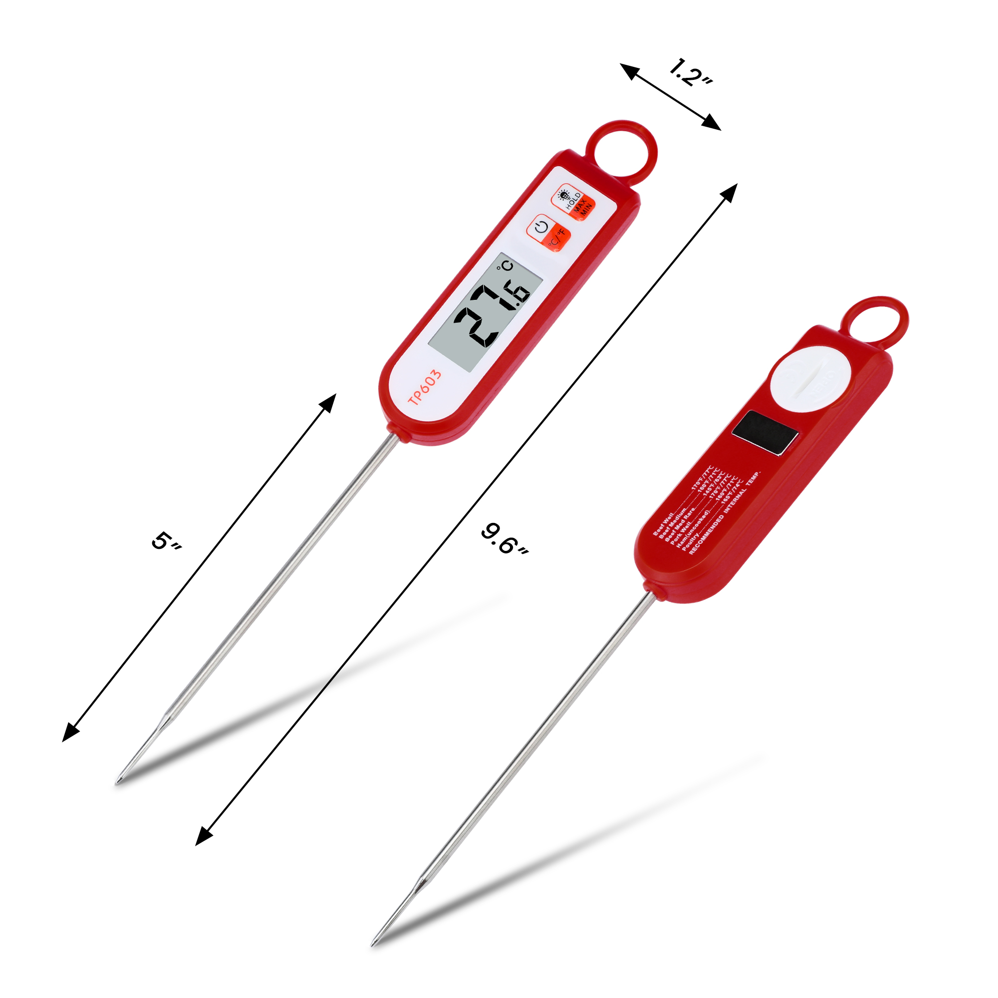Unique Bargains Digital Instant Read Cooking Extra Long Probe Thermometer Red