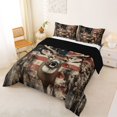 thumbnail image 2 of Castle Fairy Animal Deer King Size Comforter Sets 3pcs for Teens,Rustic American Flag Comforters King Size,Red Blue Brown,Black Reversible,1 Comforter and 2 Pillowcases, 2 of 6