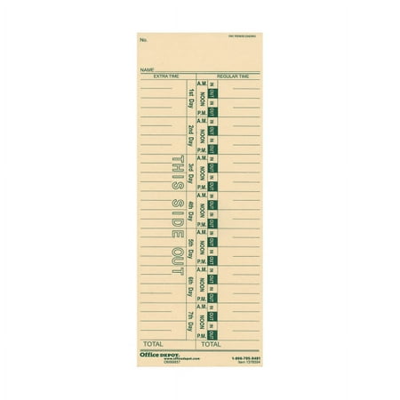 UPC: 0011491998578 | OfficeMax 1-Sided Weekly Time Cards With Numbered Days  3 3/8  x 9   Pack Of 200