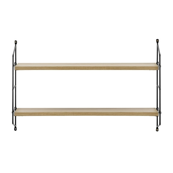 Danya B. Severini Floating Bracket Farmhouse Two-Tier Wall Shelf - Chestnut / Black