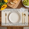 thumbnail image 4 of Blue Flower Placemats Set of 12, Spring Farmhouse Country Floral Plant Beige Placemats for Dining Table, Place Mats for Kitchen Tabletop, Waterproof Wipeable Dining Table Mats Set, 4 of 9