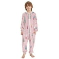 thumbnail image 2 of Soft Big Kids Onesie Pajamas Cozy Loose-Fit Jumpsuits for kids with Pockets for Christmas Lounge & Play Pink Christmas Pattern, 2 of 8