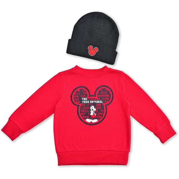 Mickey Mouse Boys Crewneck and Hat, Toddler
