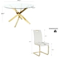 thumbnail image 5 of Sumdeal 47" Modern Round Glass Dining Table Room Sets for 4,Dining Table with 4 PU Leather Dining Chairs,Glass Table and 4 White C-shaped Chairs with Golden Leg, 5 of 7