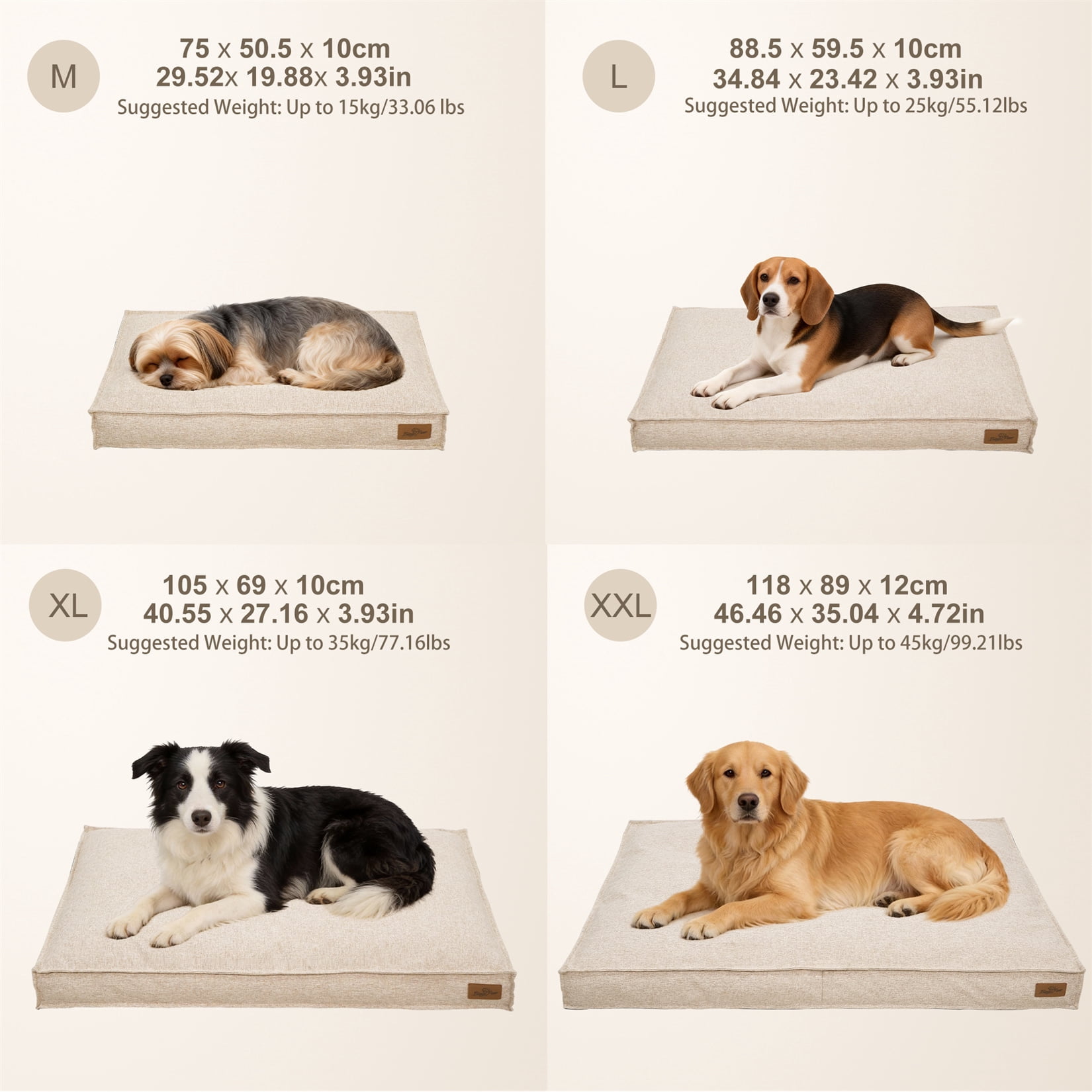 Comfort Dog Bed Pet Pillow Bed Linen Cover Foam Base Cozy Sleep Bed Pet Mat for Cats Kennels M