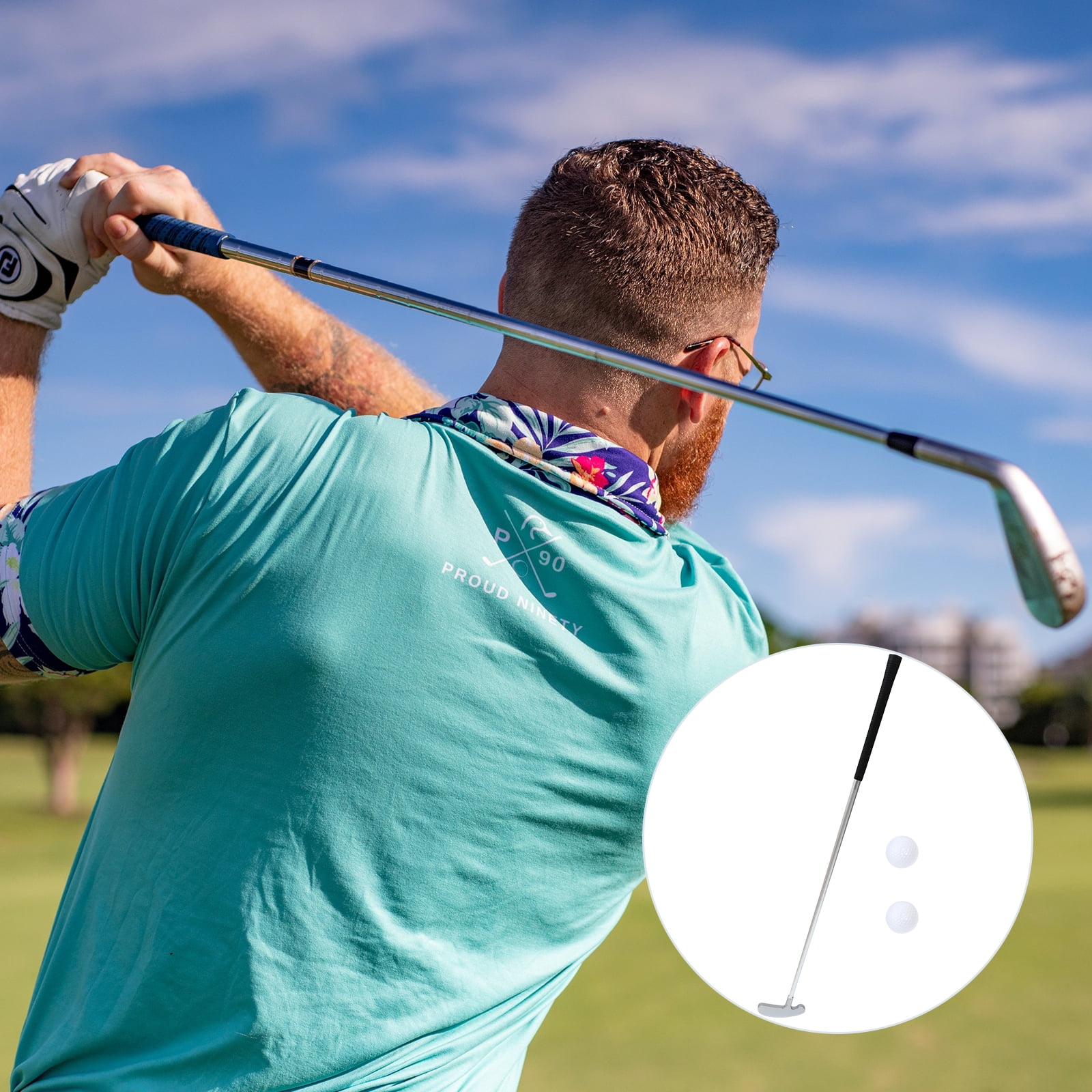 LOLIPPYY 1Set Portable Golfs Putter Zinc Alloy Foldable Three Section Detachable Practice Rod