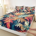 thumbnail image 3 of Homewish Colorful Monstera Leaf Full Size Sheets,Tropical Botanical Plam Bed Sheets,Rustic Leaves Sheet Sets For Teens,Breathable Home Decor,4 Pieces, 3 of 7