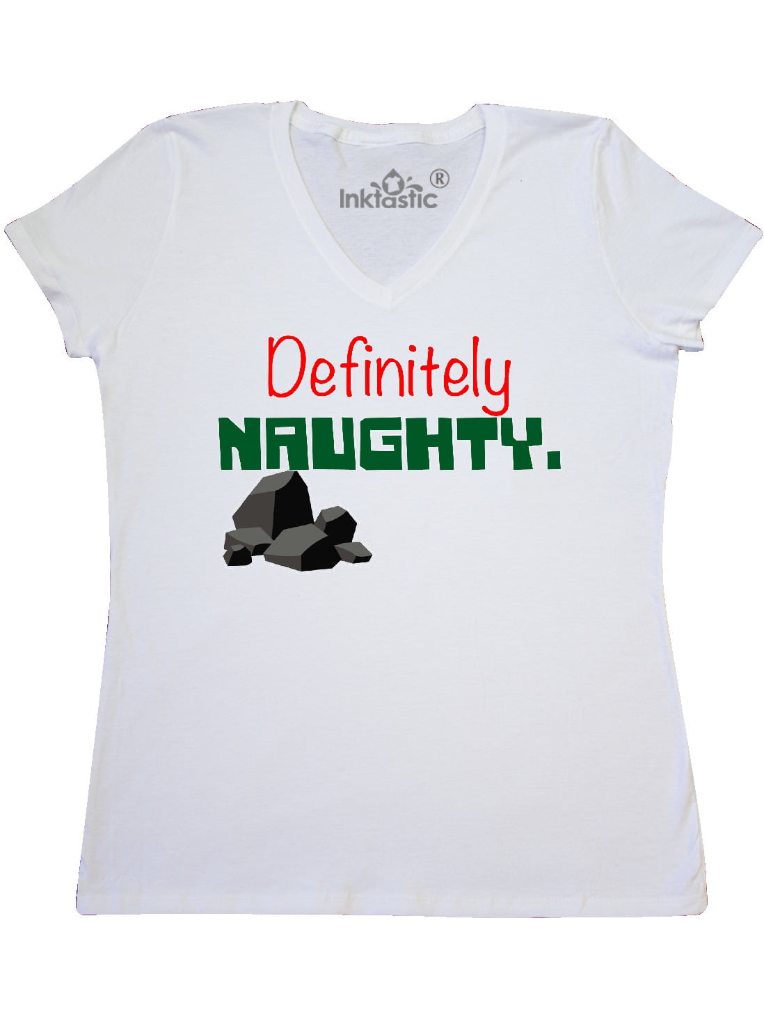INKtastic - Definitely Naughty Graphic Women's V-Neck T-Shirt - Walmart ...