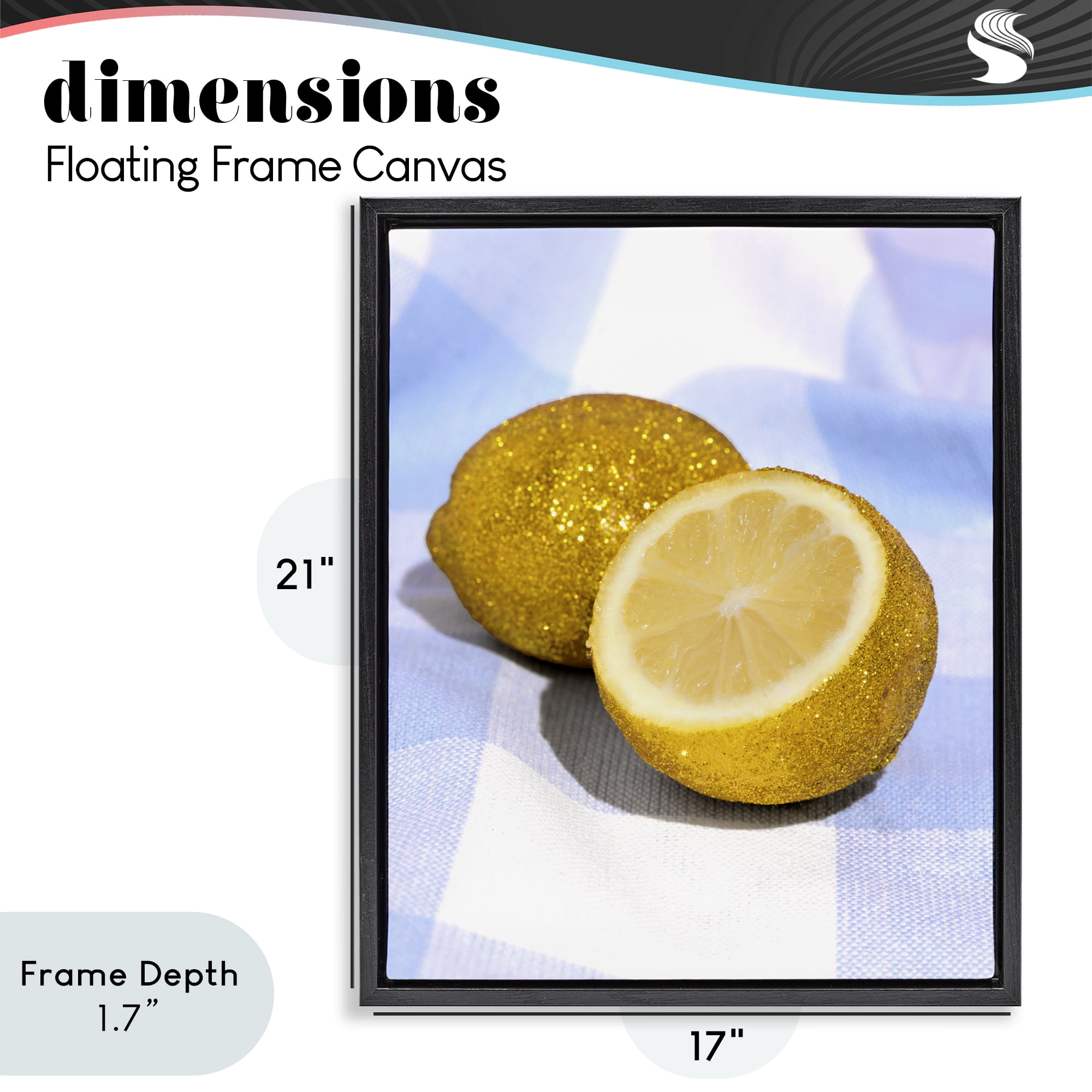 Stupell Industries Glimmer Lemon on Blue Black Framed Floater Canvas Wall Art, design by LISH Creative
