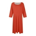 thumbnail image 5 of Huankd Dress for Women 3/4 Sleeve Crew Neck Pockets Vintage A-Line Swing Midi Dresses Ginger M, 5 of 5