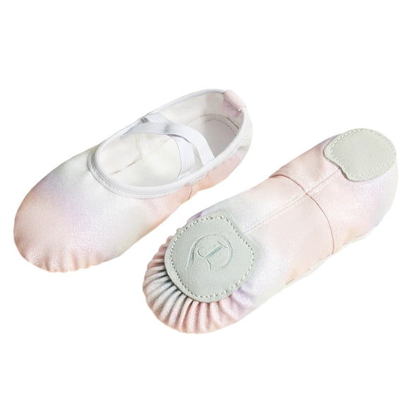 DMDUOU Ballet Shoes for Girls Glitter Metallic Faux Leather Ballet Slippers Dance Shoes for Toddler Kids Purple 26