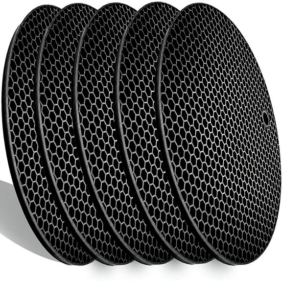 ACDANC 5 Pack Extra Thick Silicone Trivets Heat Resistant Pot Holder and Oven Mitts,Trivets for Hot Dishes,Nonslip Insulation Honeycomb Rubber Hot Pads for Countertop,Multi-Purpose&Flexible Mats