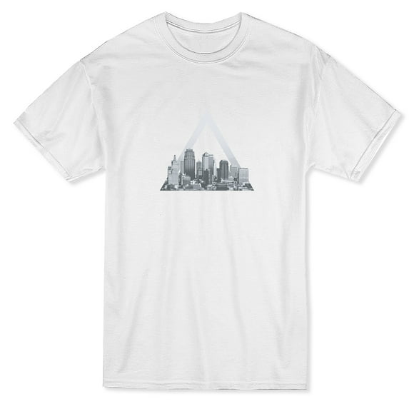Triangles In City Skyline Design Men's White T-shirt