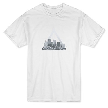 Triangles In City Skyline Design Men's White T-shirt