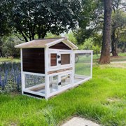 Outdoor GOOJOASIS Chicken Coop Indoor Rabbit Hutch with 3 Removable Tray 2 Story Rabbit House