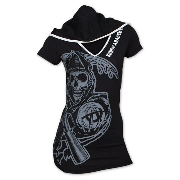 sons of anarchy hooded juniors t-shirt - black