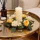 thumbnail image 5 of Rosas Blancas Flores Artificiales, Corona de Vela con Rosas Amarillas Y Blancas, 21cm Romántica Decoración de Mesa, Guirlanda de Rosa Blanca, 5 of 6