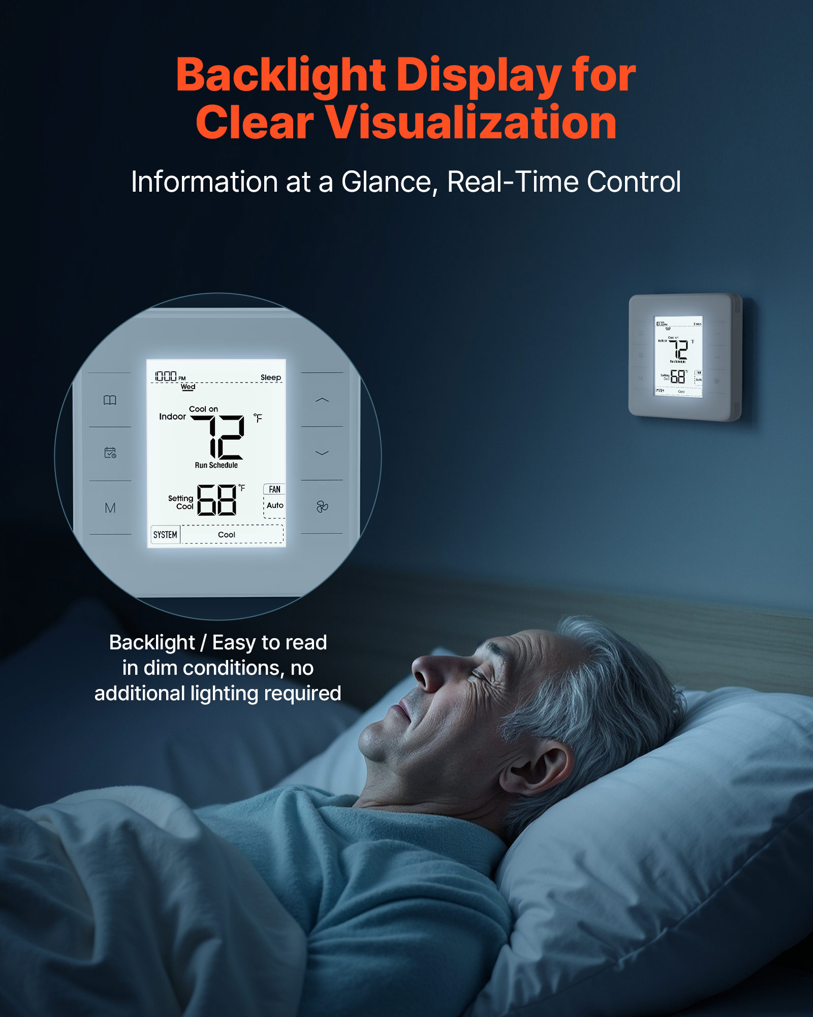 VEVOR 7-Day Programmable Thermostat, Home Thermostats for Heat Pump,Air Conditioner,Underfloor Heating, LED Screen with Backlight & 1Cool+1Heat,Energy-Efficient,Wide Temp Range,White