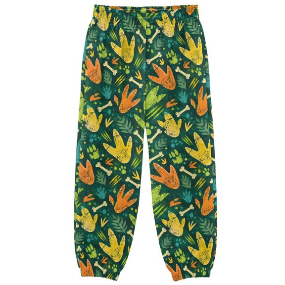 Dinosaur Footprint Boys Pants Kids Casual Sweatpants Joggers Toddler Sports Pants 3-10 Years