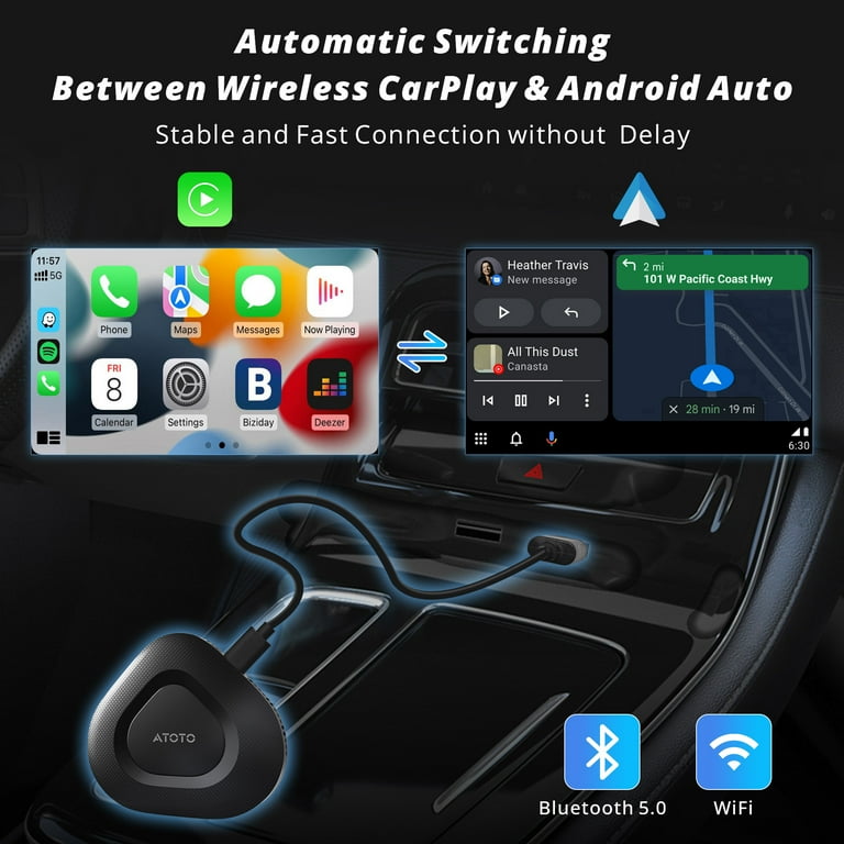 ATOTO Car Bluetooth Adapter, Carplay & Android Auto Wireless