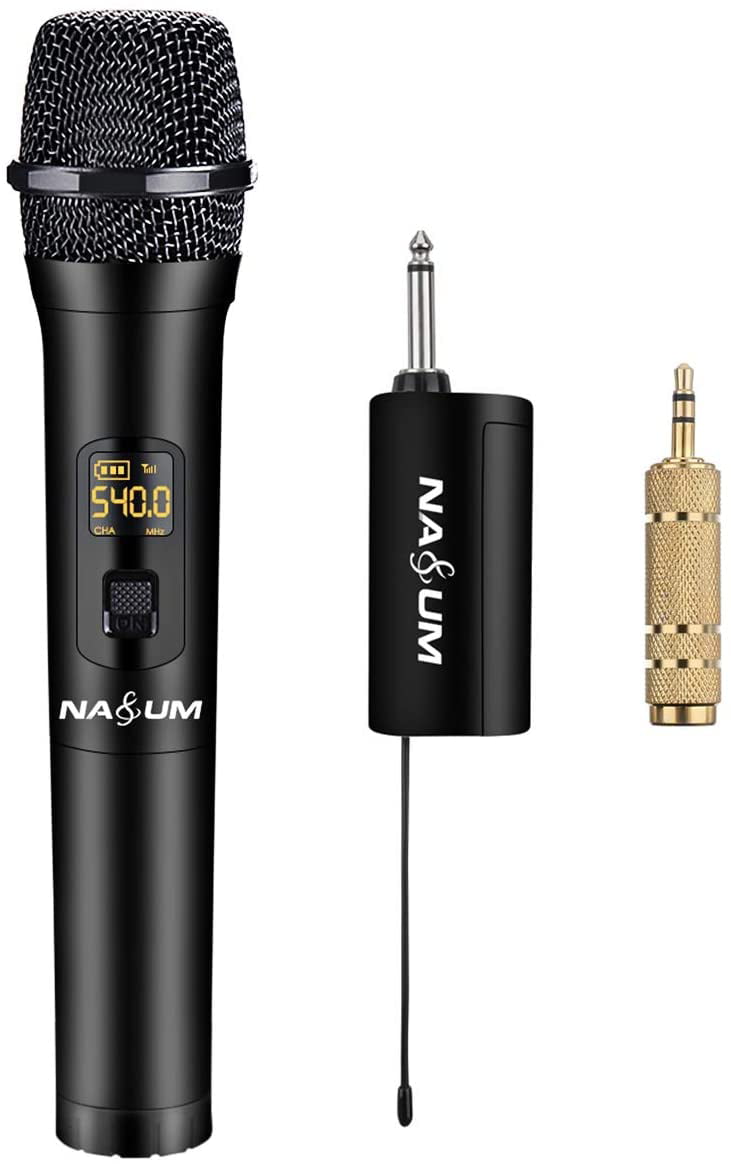 Classroom Karaoke Wedding NASUM Wireless Karaoke Microphone Church Speech UHF Handheld Wireless Mic with 1/4 Input Rechargeable Receiver Professional Dynamic Cordless Microphone for Singing 
