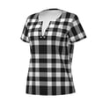 thumbnail image 5 of Honeii White And Black Plaid Print Women's V-Neck T-Shirt,Short Sleeve V Neck Tees Tops for Women , Perfect for Work, Travel, and Everyday Wear, 5 of 7