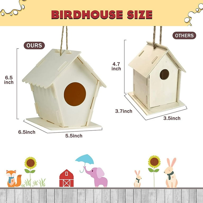 3 Pack Bird House Crafts for Kids Ages 8-12 5-8, DIY Wooden Arts and Crafts  Kit for Children to Build, Make Your Own Birdhouse, Summer Painting