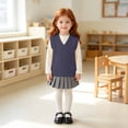 thumbnail image 6 of Toddler Kids Sweater Vest V Neck Cable Knit Sleeveless Uniform Knitwear, 6 of 6